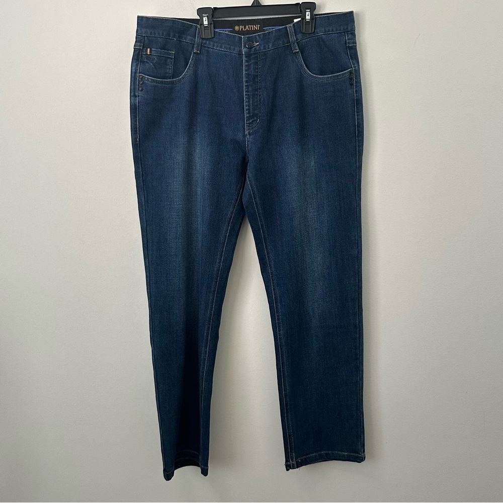 Platini Classic Blue Straight Jeans with Clean Finish NWT 36x30